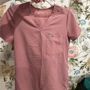 FIGS SET Mauve V-Neck Scrub Petite Jogger Set